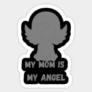 gray cute angel mom Sticker
